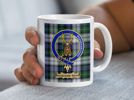 Traditional Scottish Clan MacKenzie Shaw Crest Plaid Mug - Living Stone Gifts