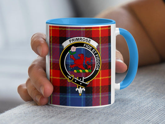 Primrose Clan Crest with Tartan Design Coffee Mug - Living Stone Gifts