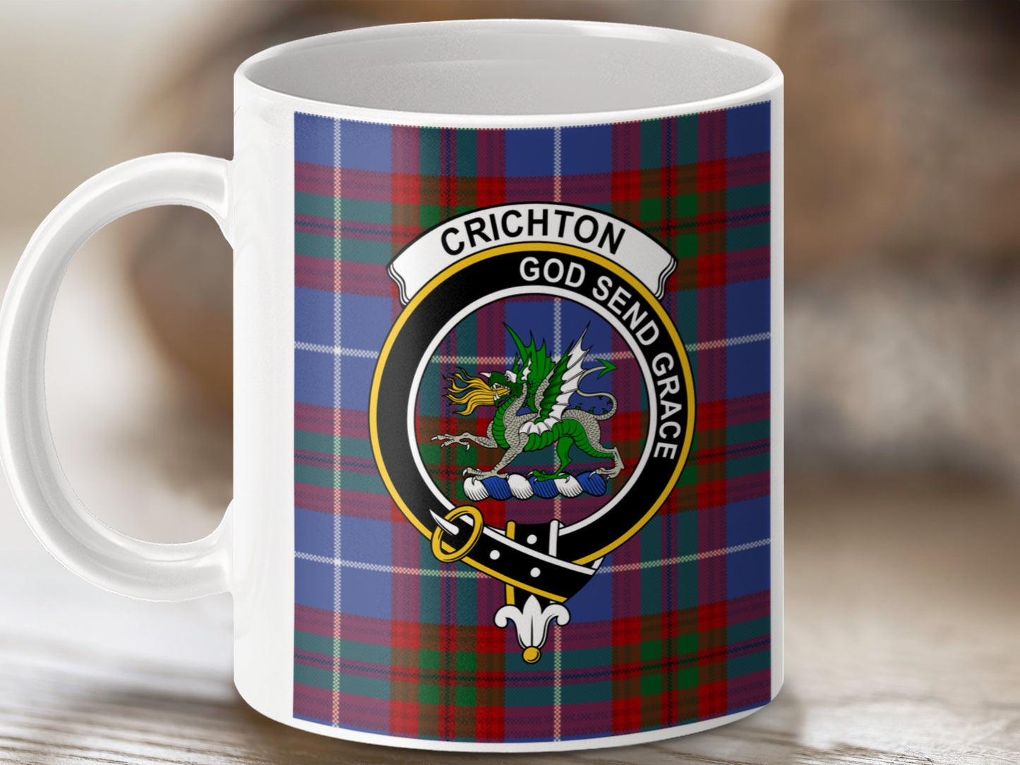 Clan Crichton Scottish Tartan Crest Mug - Living Stone Gifts