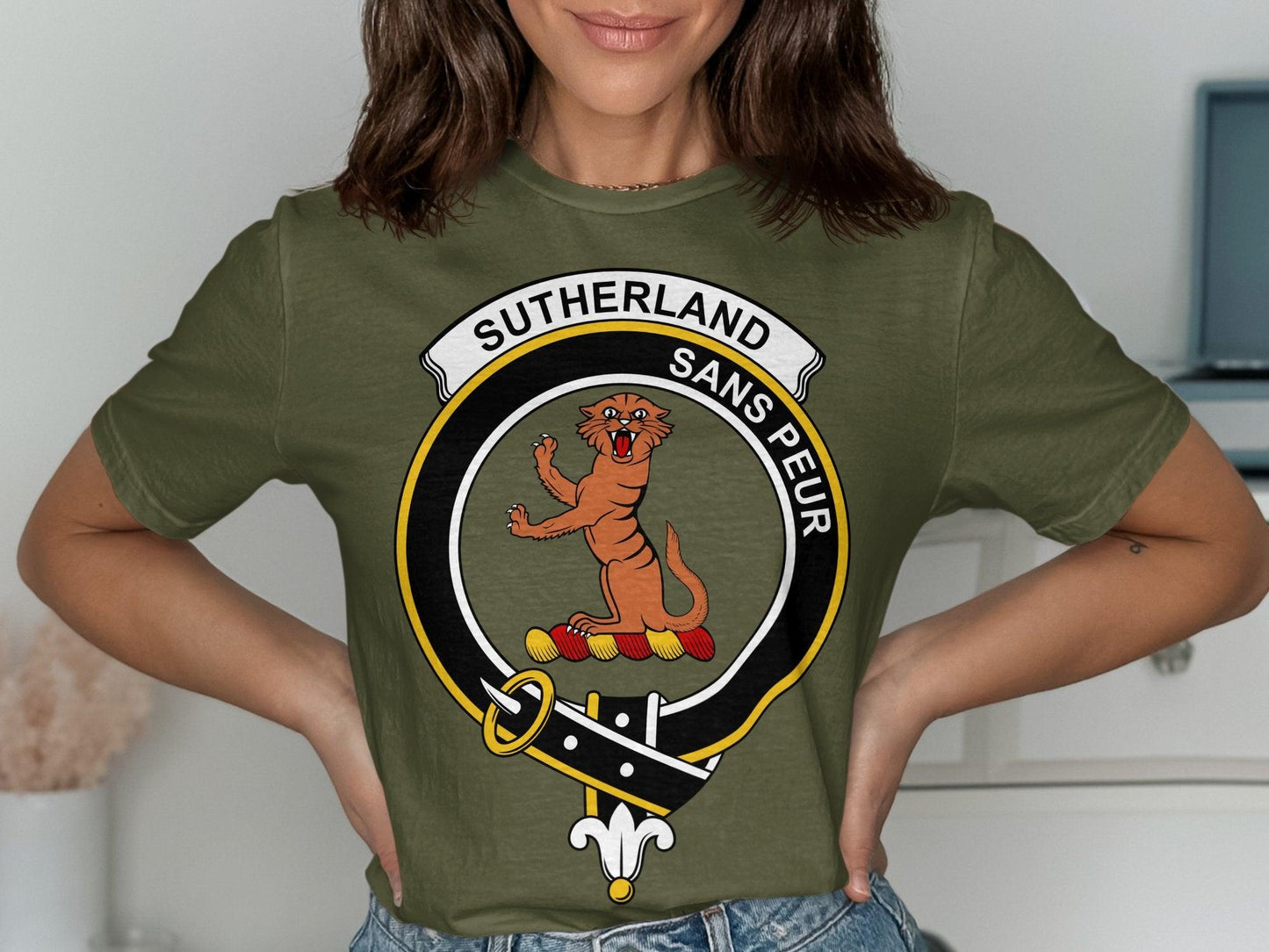 Scottish Sutherland Clan Crest Sans Peur T-Shirt - Living Stone Gifts