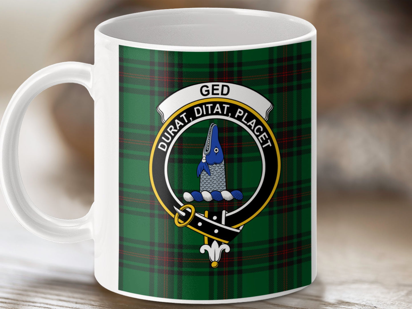 Clan Ged Scottish Tartan Crest Emblem Design Mug - Living Stone Gifts