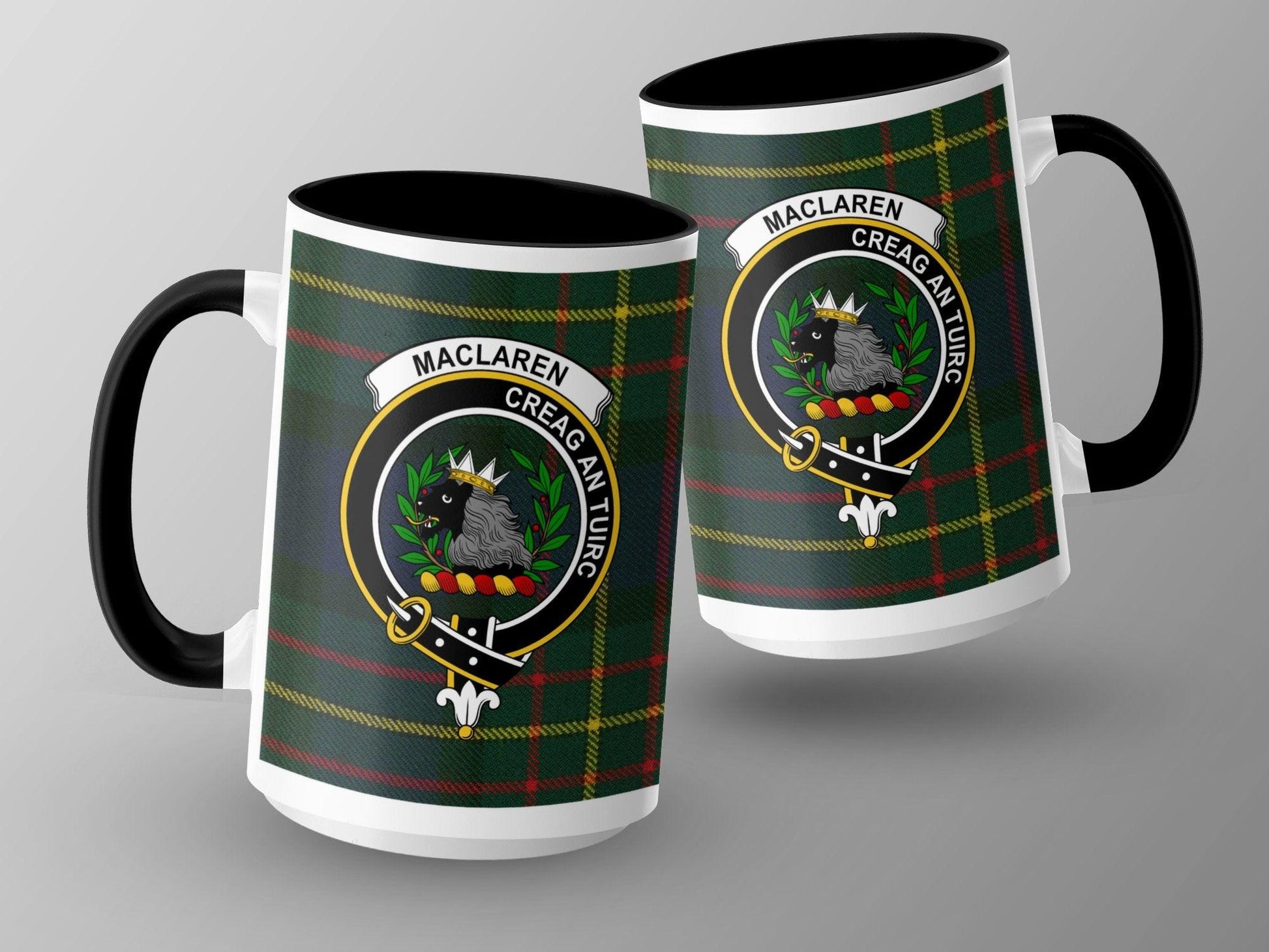Maclaren Crest with Clan Tartan Plaid Design Mug - Living Stone Gifts