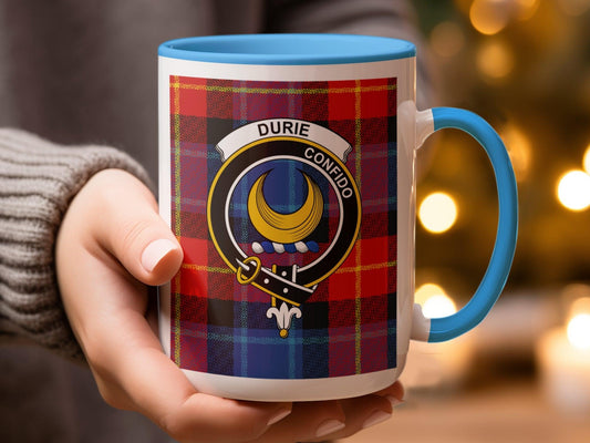 Durie Clan Crest and Tartan Plaid Mug for All Occasions - Living Stone Gifts