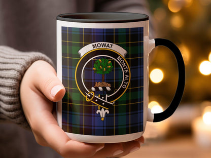 Mowat Scottish Clan Crest and Tartan Design Mug - Living Stone Gifts