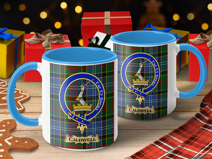 Caldwell Family Crest Scottish Tartan Mug - Living Stone Gifts
