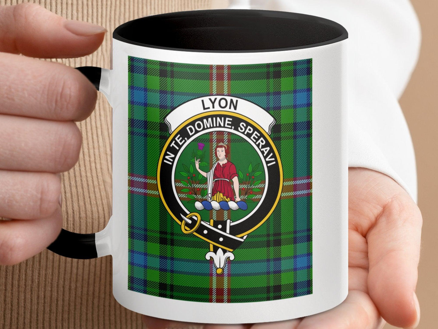 Scottish Clan Lyon Tartan Plaid Crest Design Mug - Living Stone Gifts