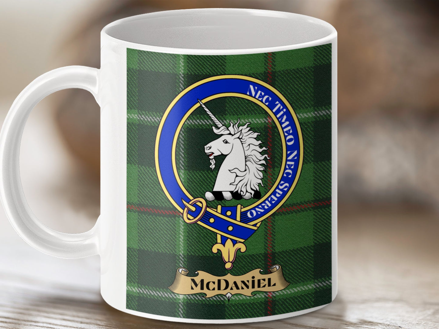 McDaniel Clan Scottish Tartan Crest Mug - Living Stone Gifts