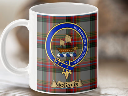 Clan McGavin Scottish Tartan Crest Emblem Mug - Living Stone Gifts