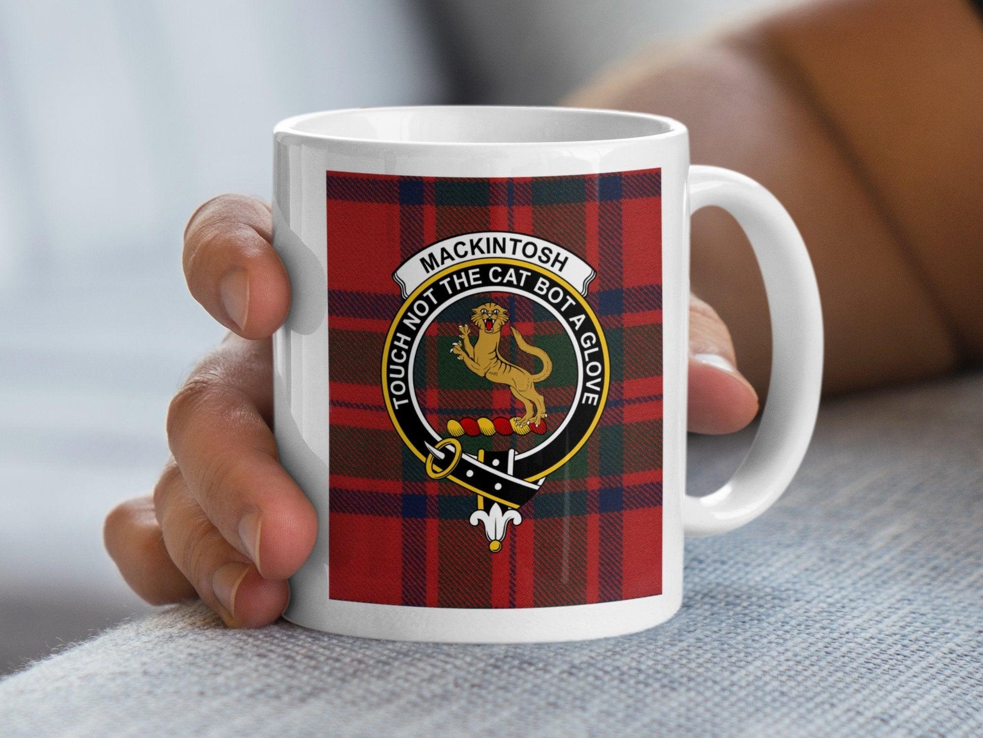 Mackintosh Clan Crest Plaid Design Scottish Tartan Mug - Living Stone Gifts