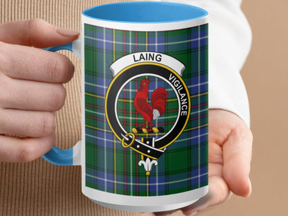 Clan Laing Vigilance Scottish Crest Tartan Plaid Mug - Living Stone Gifts