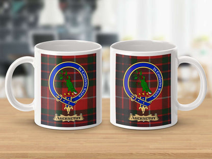 Abernethy Clan Badge Red Tartan Pattern Coffee Mug - Living Stone Gifts
