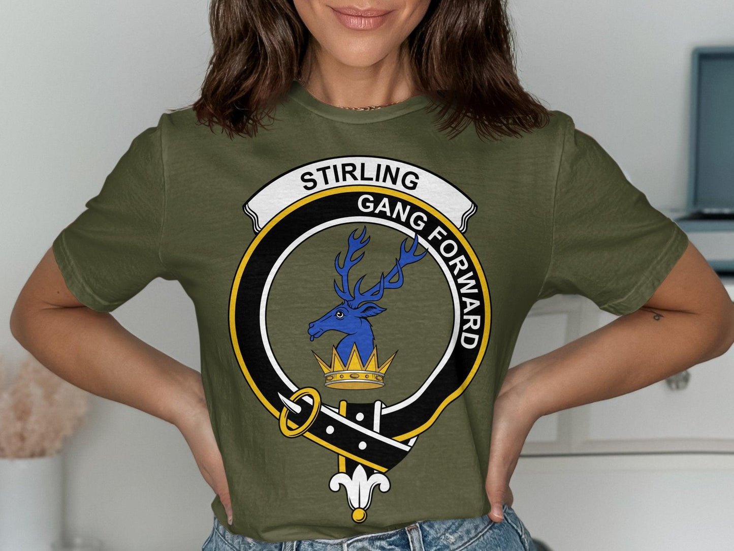 Stirling Gang Forward Crest Clan Crest T-Shirt - Living Stone Gifts
