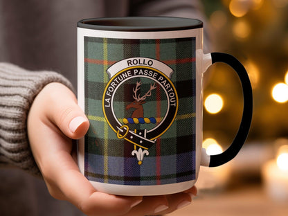 Rollo Scottish Clan Crest Tartan Pattern Designer Mug - Living Stone Gifts
