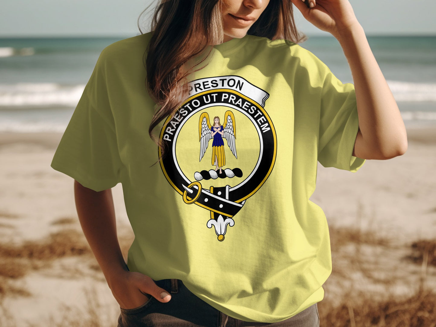 Preston Scottish Clan Praesto Ut Praestem Emblem T-Shirt - Living Stone Gifts