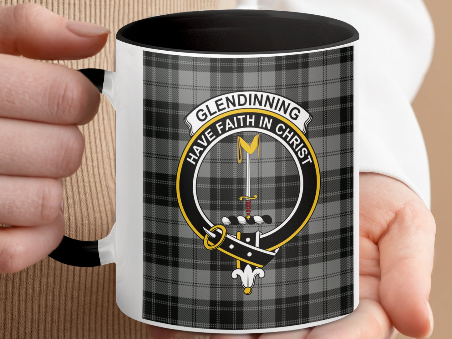 Glendinning Scottish Tartan Crest Have Faith Mug - Living Stone Gifts