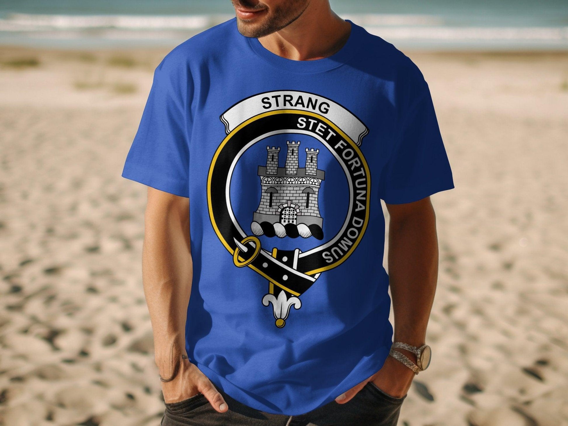 Strang Crest Stet Fortuna Domus T-Shirt - Living Stone Gifts