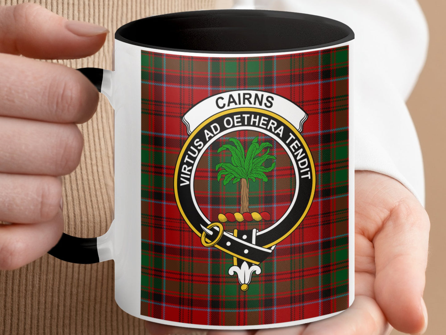 Cairns Scottish Tartan Clan Crest Design Mug - Living Stone Gifts