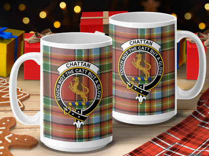 Clan Chatten Scottish Tartan Crest Coffee Mug - Living Stone Gifts