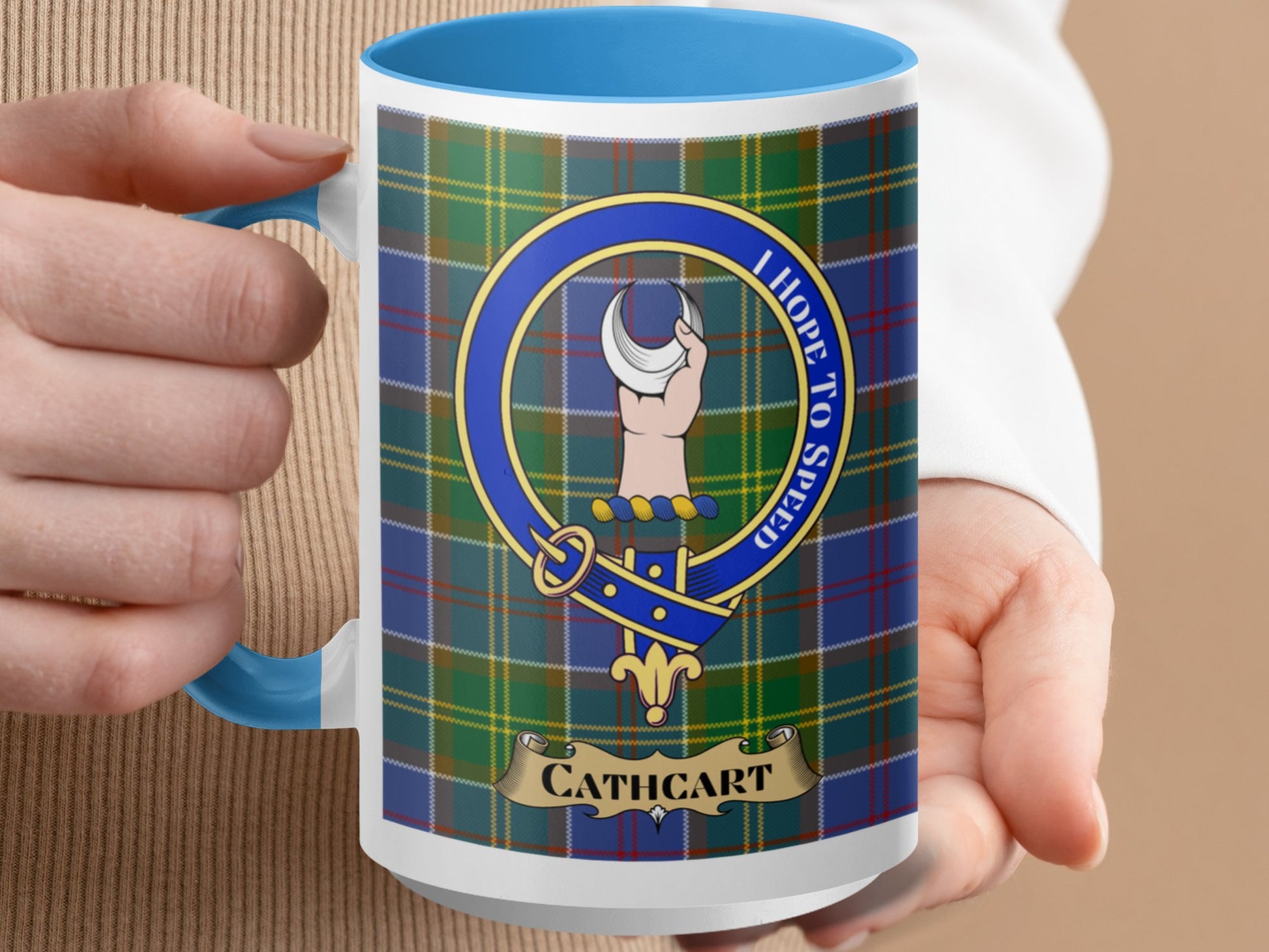 Clan Cathcart Scottish Tartan Crest Mug - Living Stone Gifts
