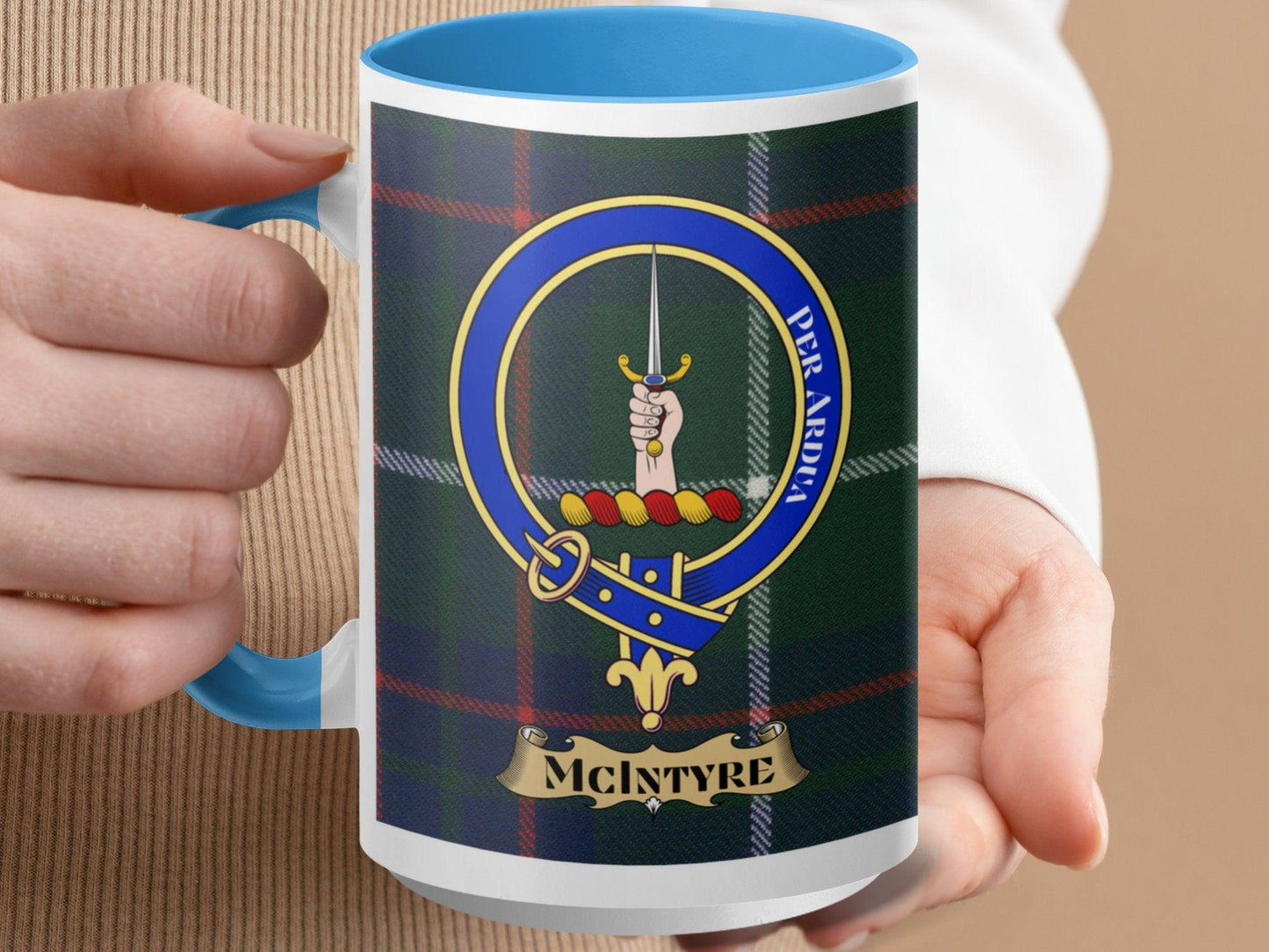 Scottish Clan McIntyre Tartan Crest Plaid Pattern Mug - Living Stone Gifts