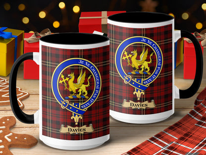 Clan Davies Scottish Tartan Crest Mug - Living Stone Gifts