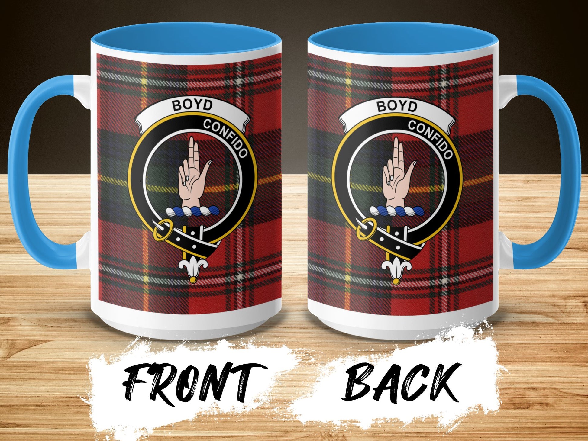 Unique Boyd Crest Red Tartan Clan Personalized Mug - Living Stone Gifts