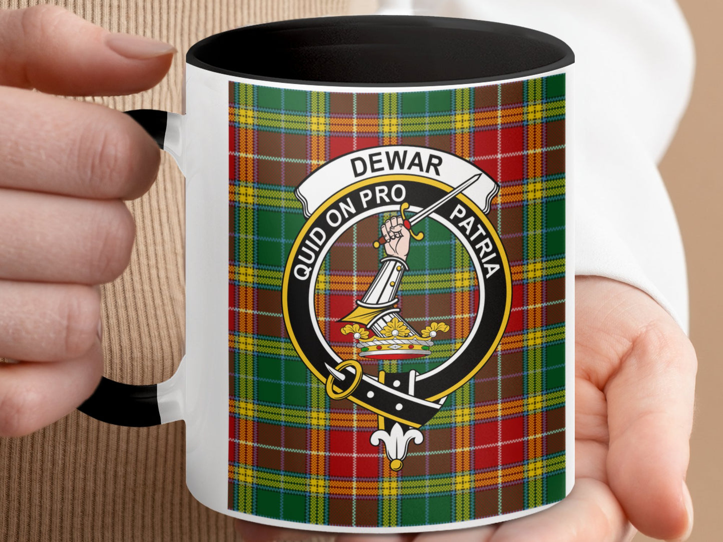 Clan Dewar Scottish Tartan Family Crest Mug - Living Stone Gifts