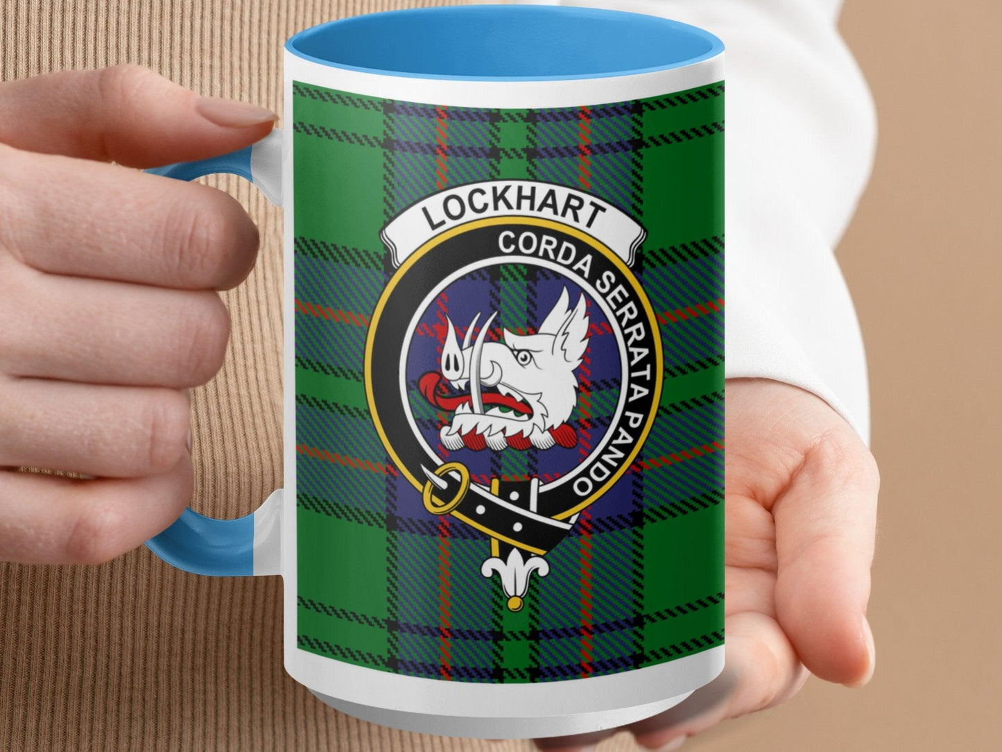 Lockhart Clan Crest Tartan Plaid Scottish Design Mug - Living Stone Gifts