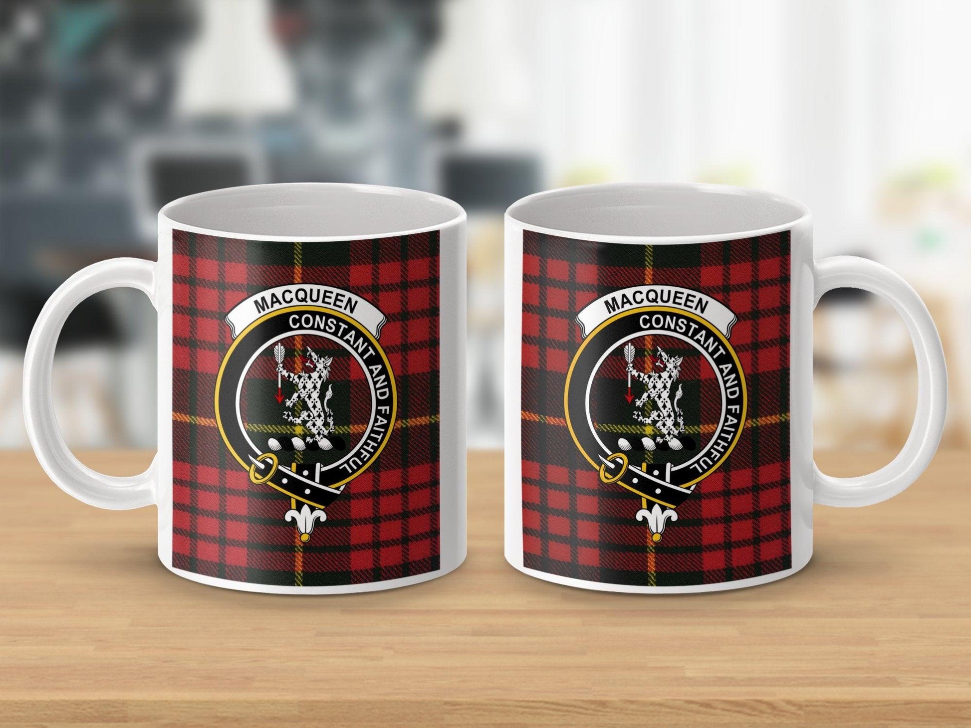 MacQueen Scottish Clan Crest Tartan Design Mug - Living Stone Gifts