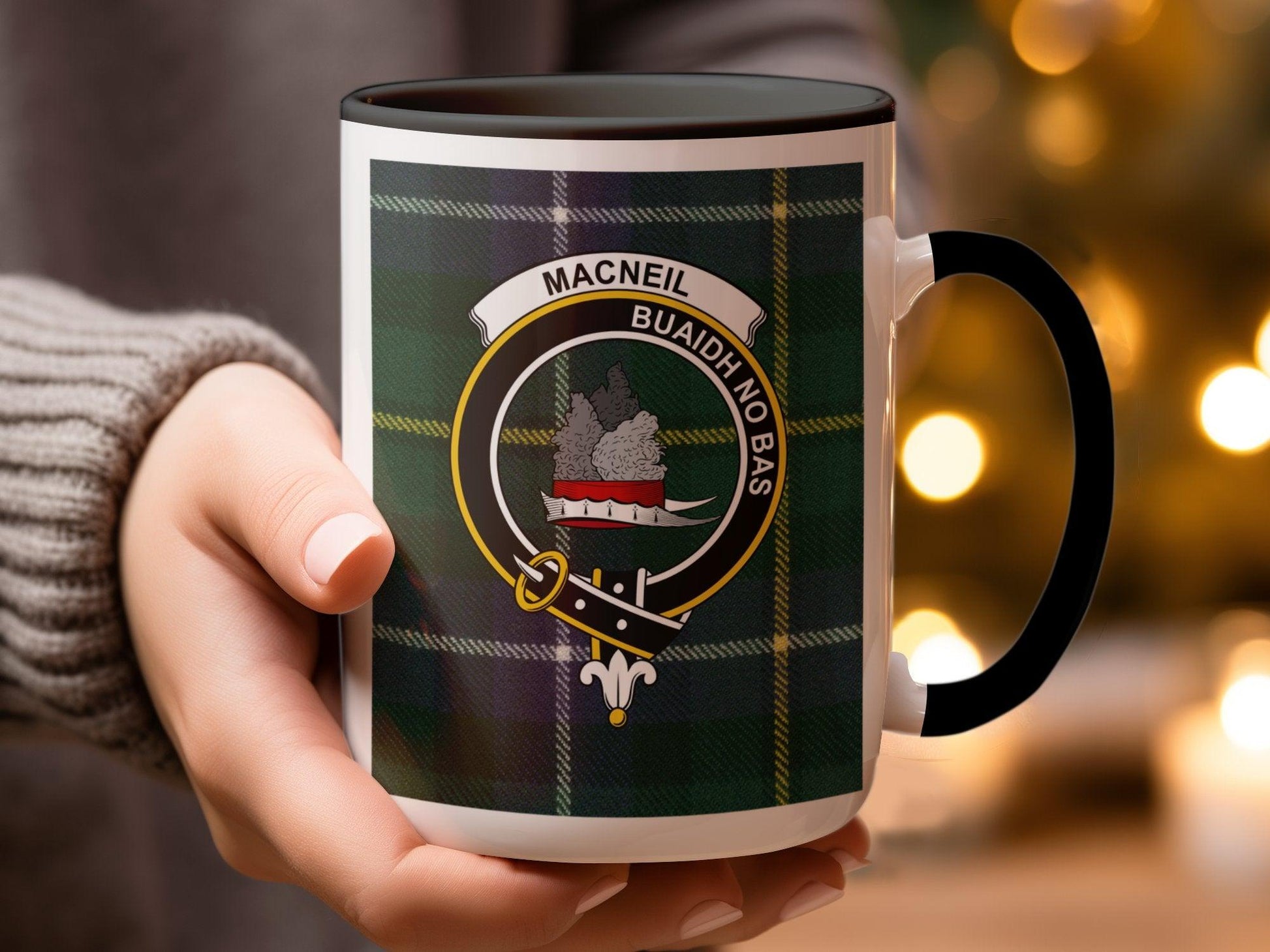 MacNeil Clan Crest BUAIDH NO BAS Custom Coffee Mug - Living Stone Gifts