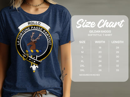 Rollo Clan Crest with Scottish Heritage Design T-Shirt - Living Stone Gifts