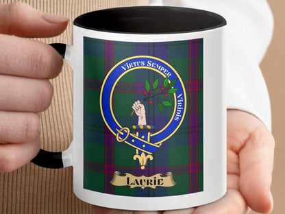 Scottish Clan Tartan Plaid Crest Design Laurie Mug - Living Stone Gifts