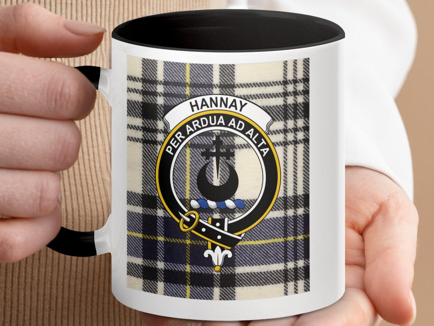 Traditional Hannay Clan Crest Tartan Plaid Coffee Mug - Living Stone Gifts