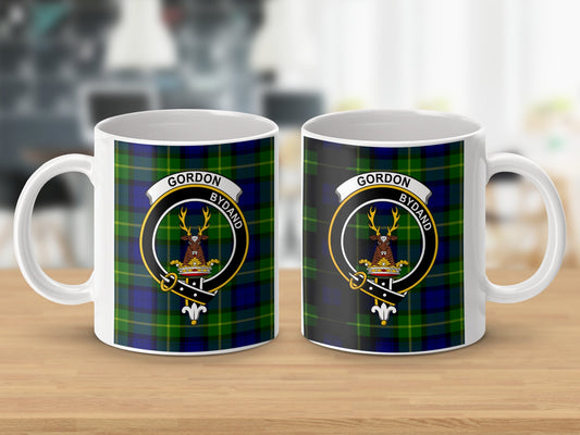 Clan Gordon Scottish Tartan Crest Pattern Mug - Living Stone Gifts