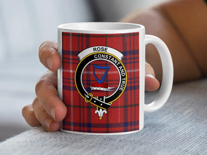 Scottish Clan Rose Constant and True Crest Tartan Mug - Living Stone Gifts