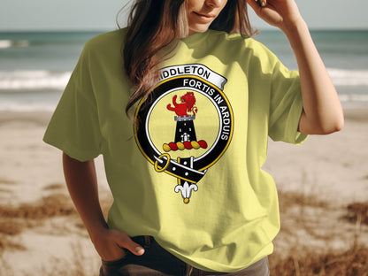 Middleton Scottish Clan Crest Fortis in Arduis T-Shirt - Living Stone Gifts