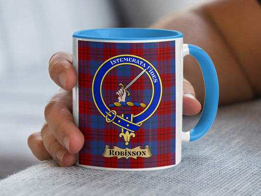 Robinson Clan Crest Badge Tartan Design Pattern Mug - Living Stone Gifts