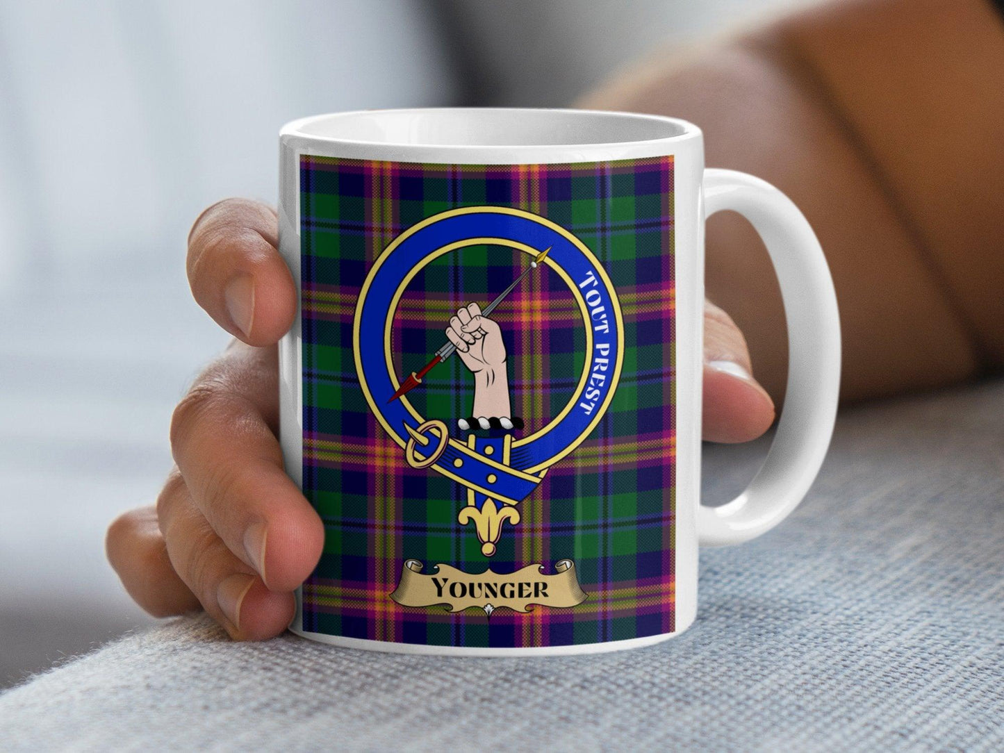 Younger Clan Scottish Tartan Crest Plaid Coffee Mug - Living Stone Gifts