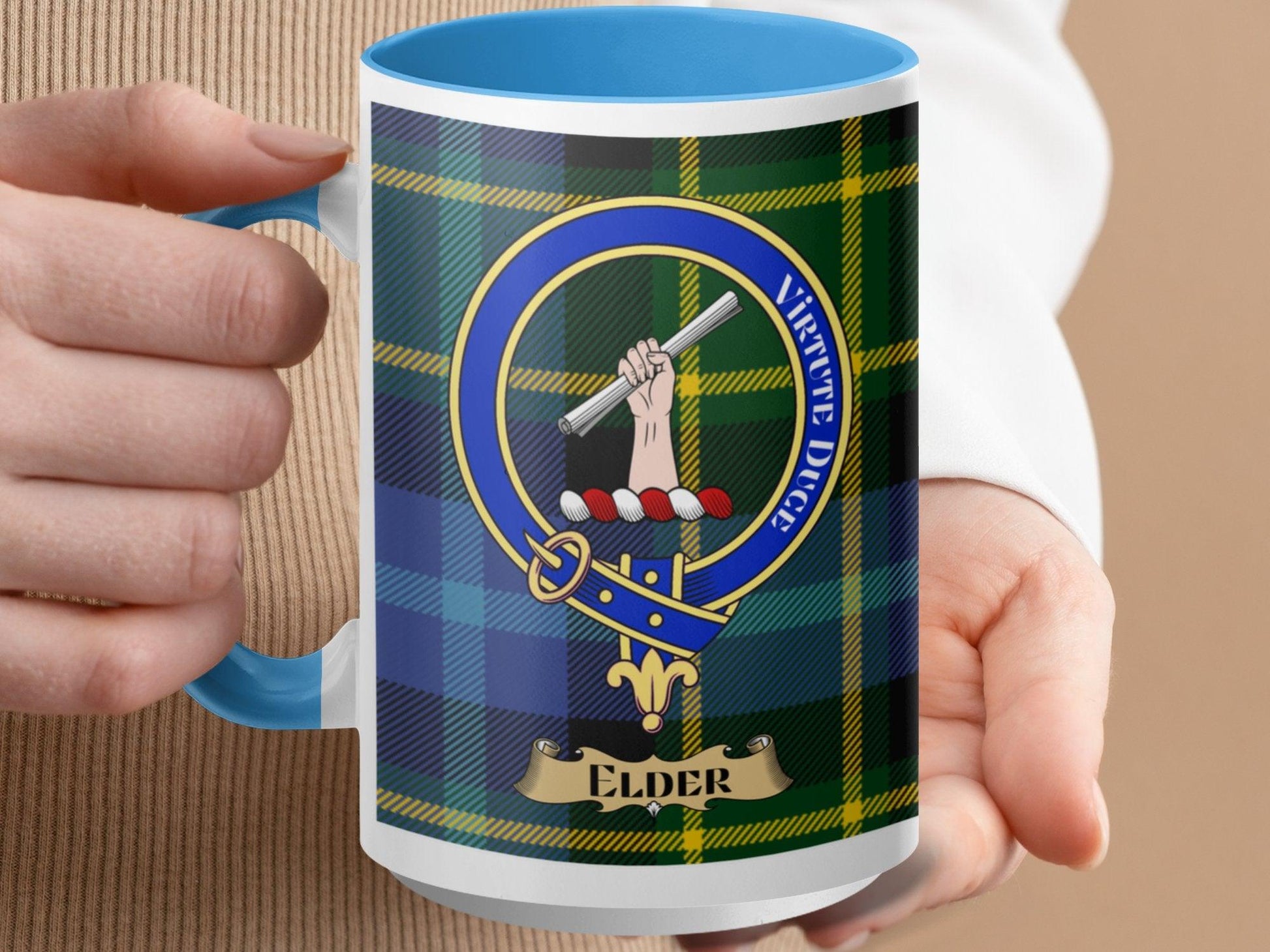 Scottish Clan Elder Crest Plaid Tartan Pattern Mug - Living Stone Gifts