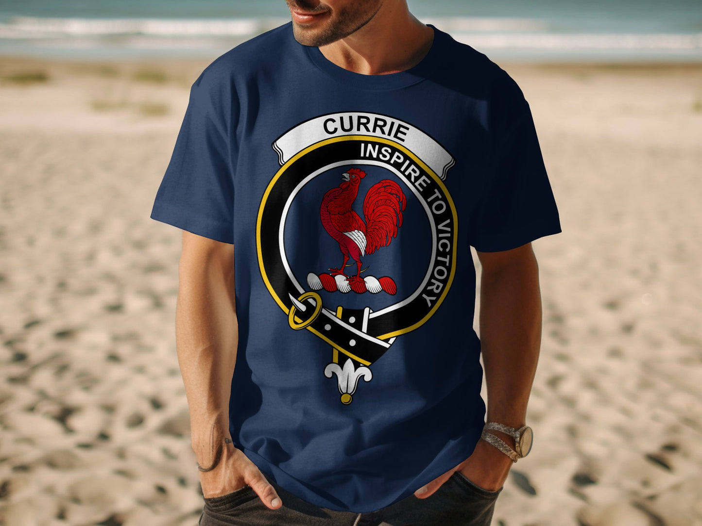 Currie Scottish Clan Crest Inspire To Victory T-Shirt - Living Stone Gifts