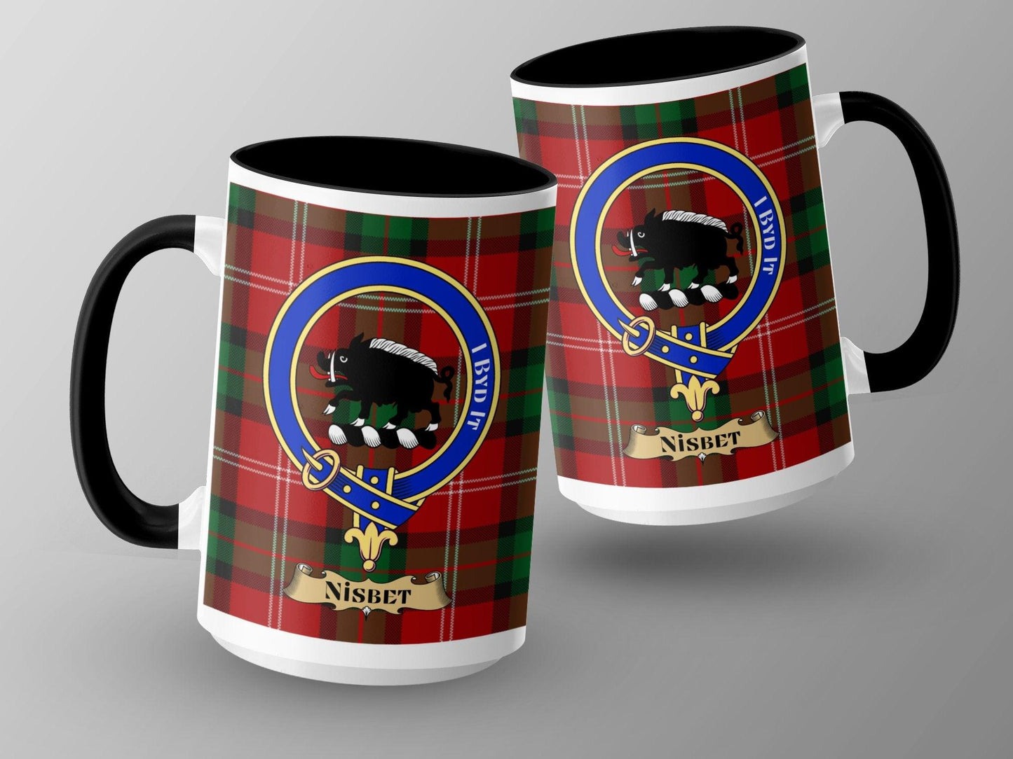 Nisbet Clan Crest Tartan Mug for Scottish Heritage Lovers - Living Stone Gifts