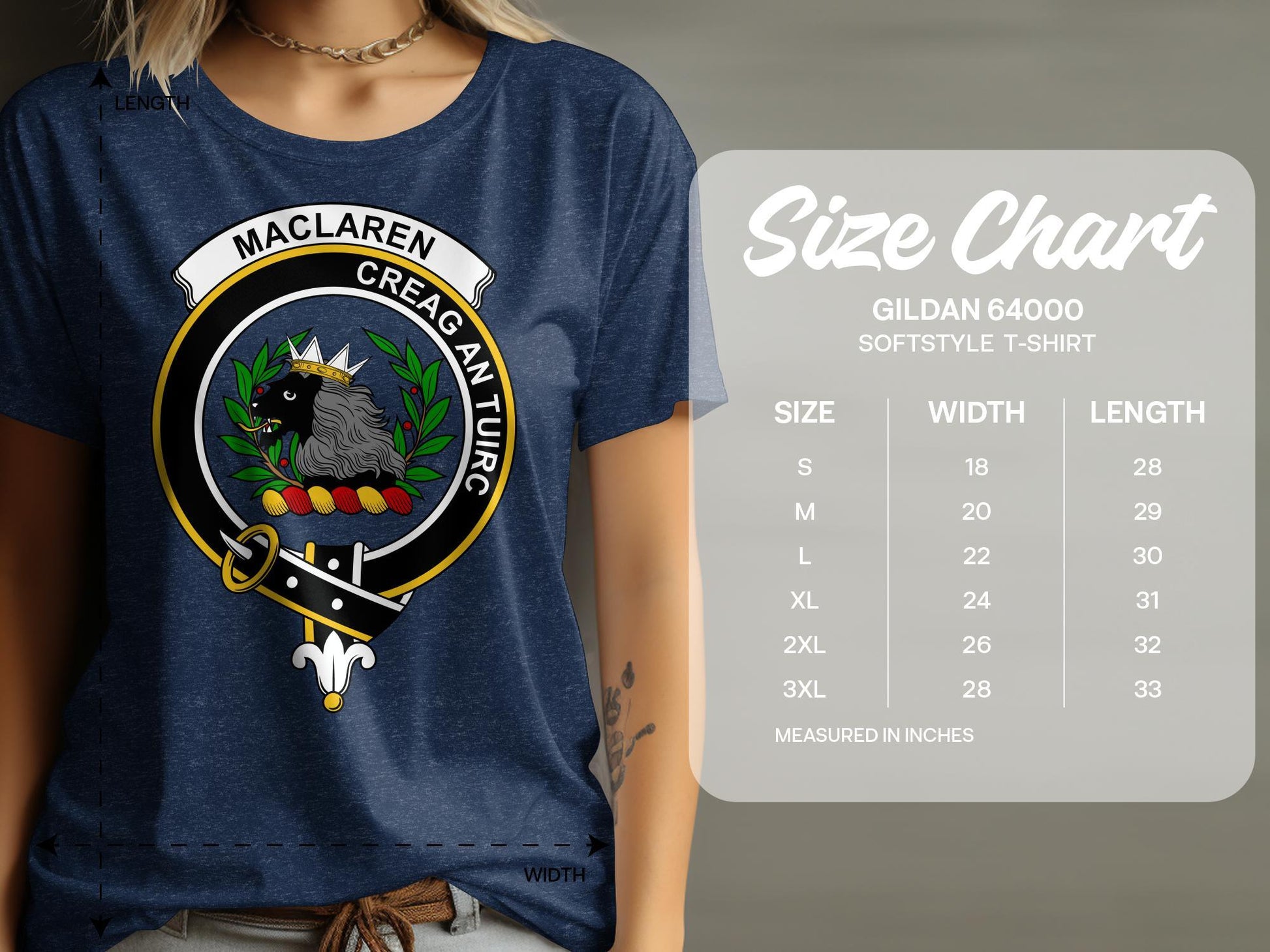 MacLaren Clan Crest Design Creag An Tuirc T-Shirt - Living Stone Gifts