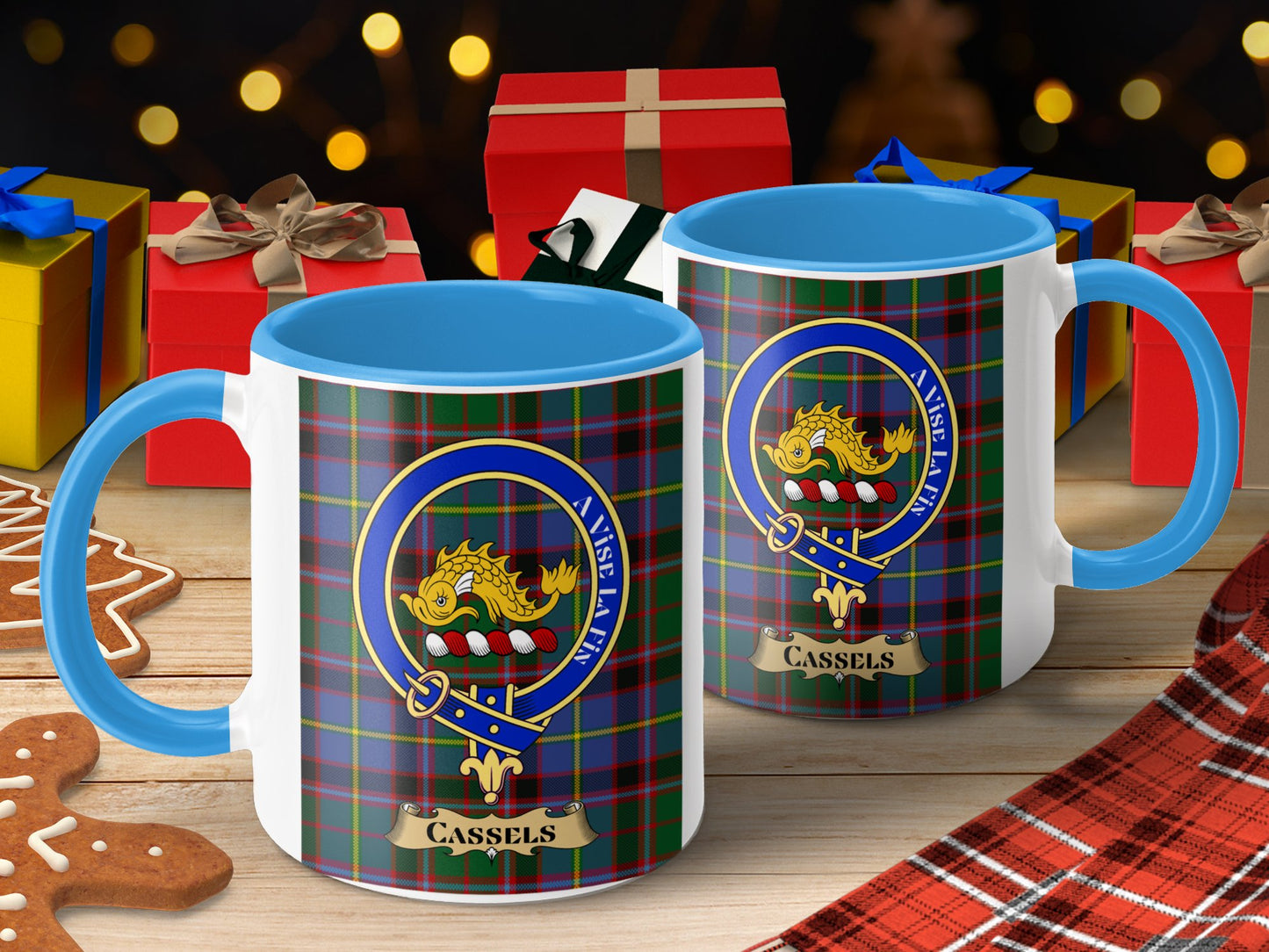 Clan Cassels Scottish Tartan Crest Family Name Mug - Living Stone Gifts