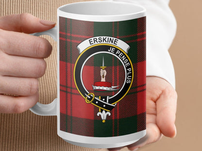 Clan Erskine Tartan Plaid Crest Design Coffee Mug - Living Stone Gifts