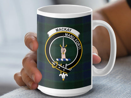 Mackay Clan Crest and Tartan Plaid Mug Traditional Style - Living Stone Gifts