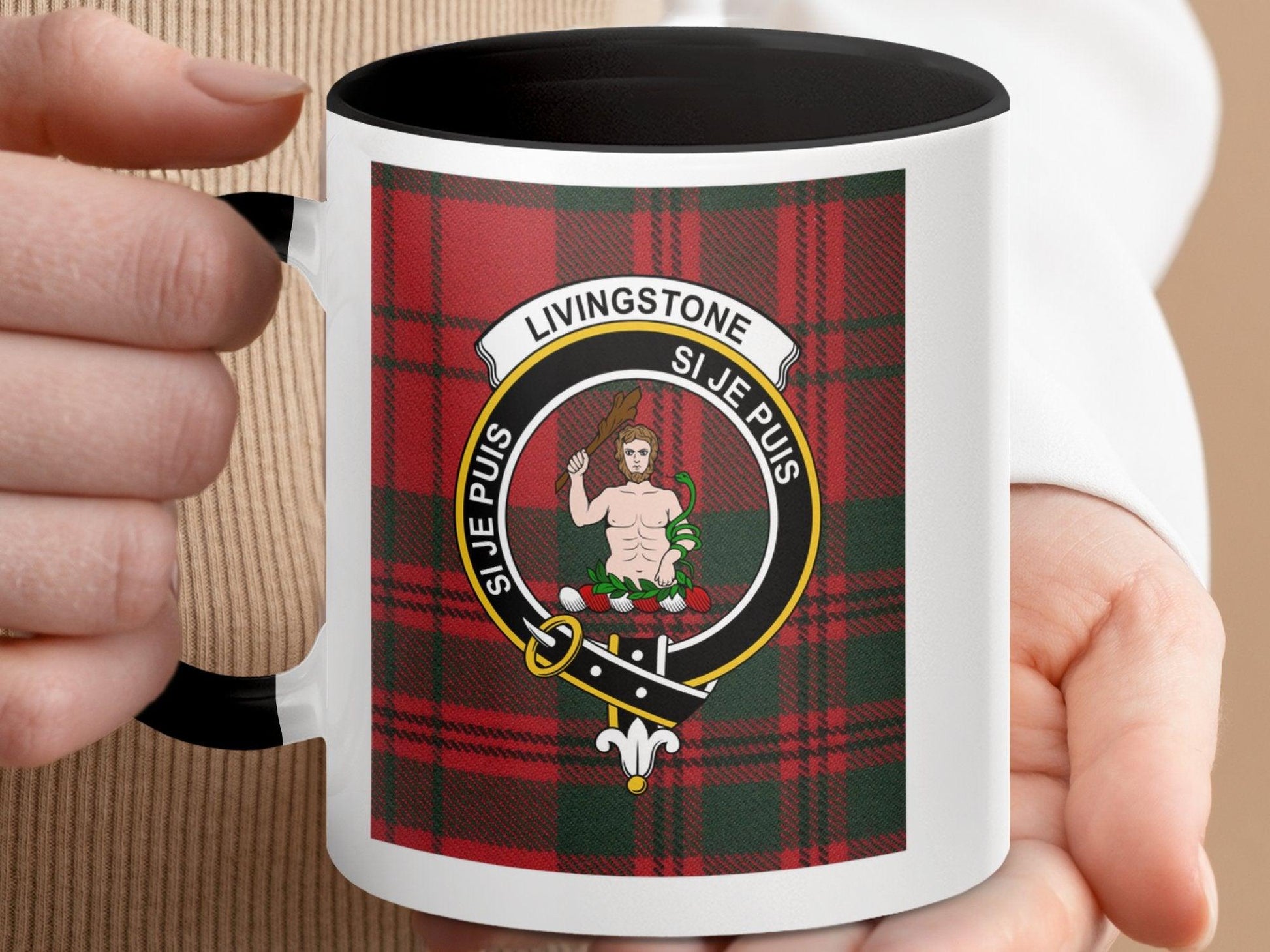 Livingstone Clan Scottish Tartan Plaid Crest Mug - Living Stone Gifts