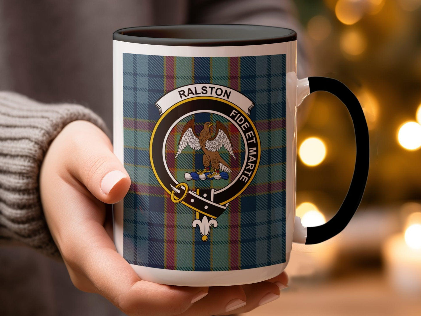 Ralston Clan Crest and Tartan Emblem Design Mug - Living Stone Gifts