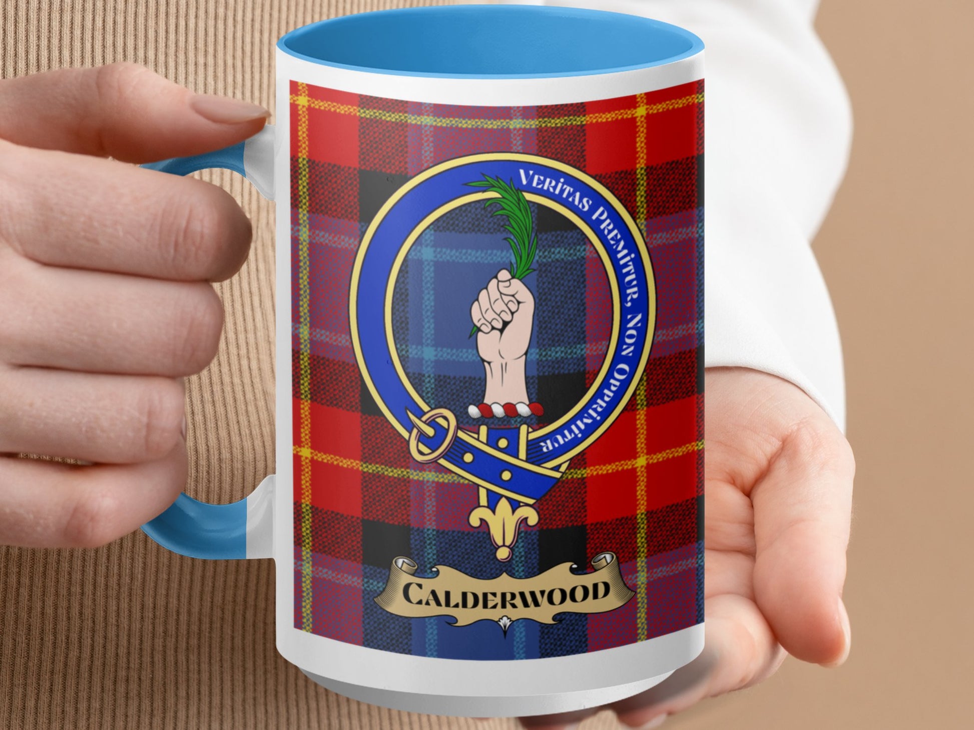 Clan Calderwood Scottish Tartan Crest Mug - Living Stone Gifts