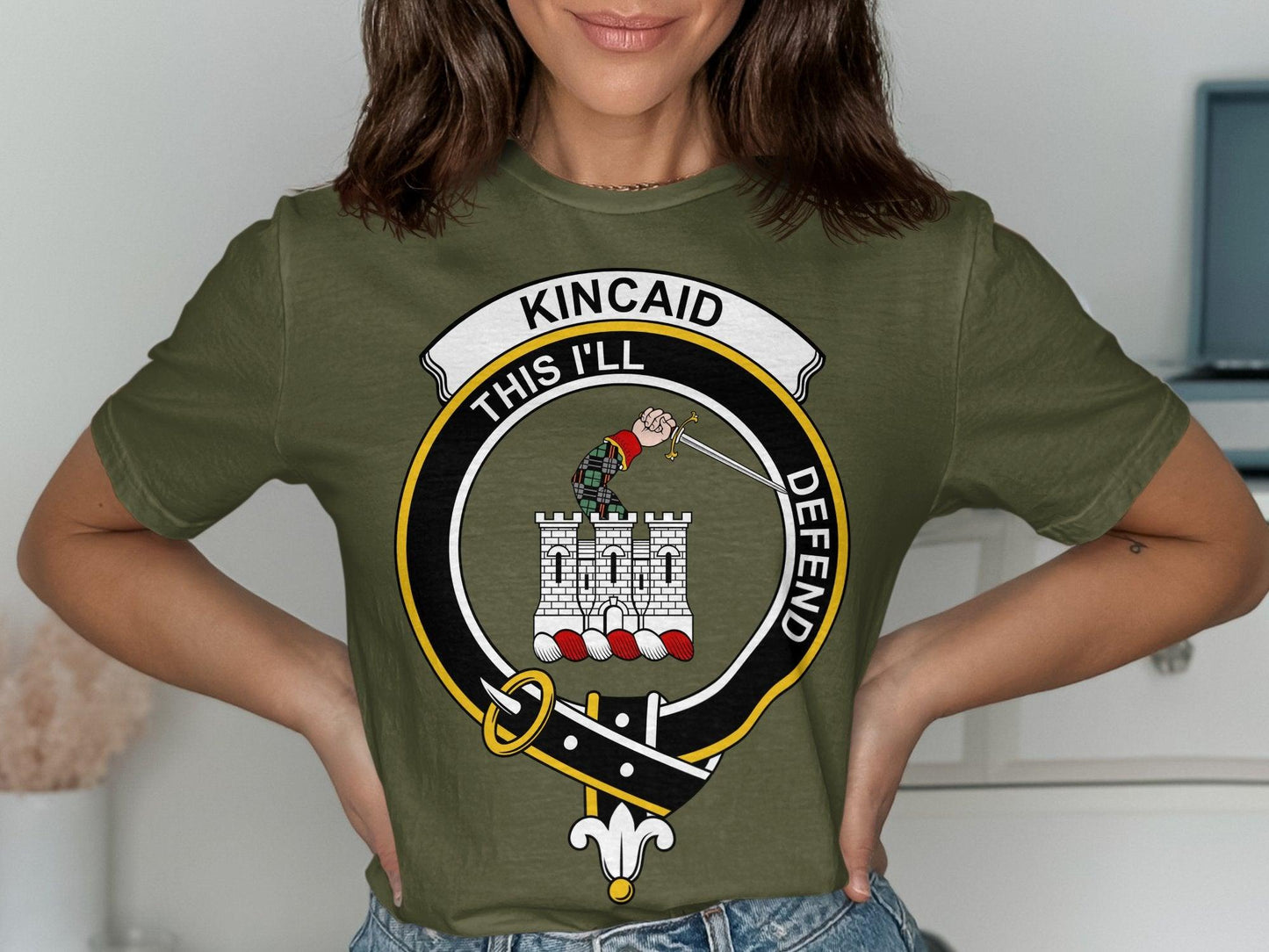 Clan Kincaid Crest Featuring Highland Games T-Shirt - Living Stone Gifts