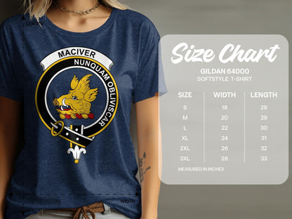 Maciver Clan Crest Badge Nouquam Obliviscar T-Shirt - Living Stone Gifts